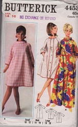 4453 1967  FLARE TENT DRESS LENGTHS, BELL SLV PATTERN MED 14, 16